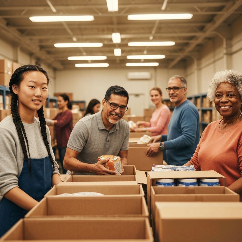 Volunteers helping at community event